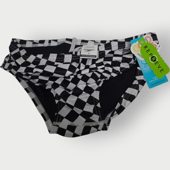 Speedo Other - New Men Speedo Eco Endurance Swim Briefs Size 30 Black White Checkered Print Tag